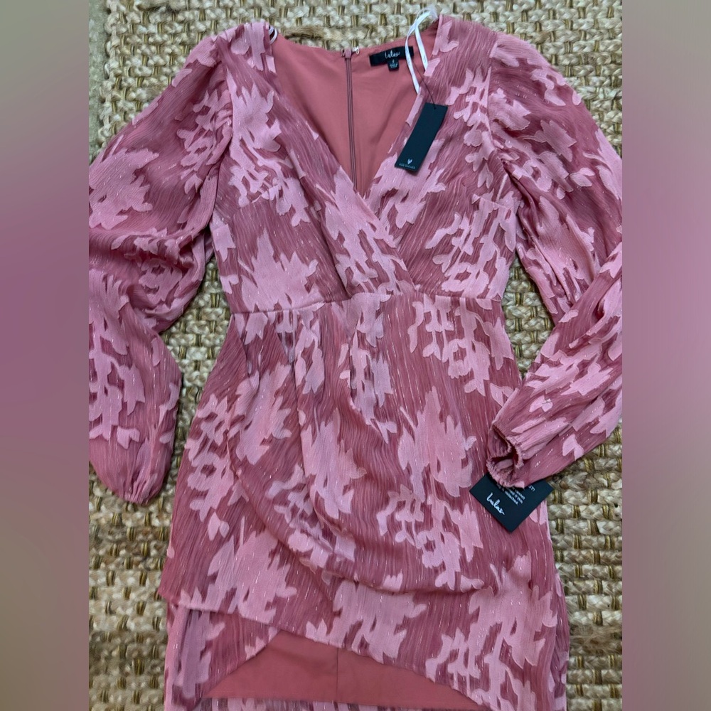 Blush colored dress from Lulus.